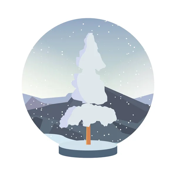 Inverno pinho árvore neve paisagem natural — Vetor de Stock