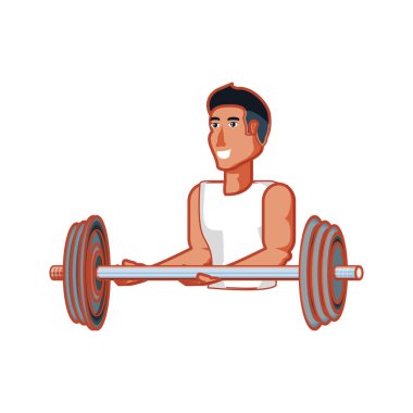 Halter sporu ile genç atletik erkek