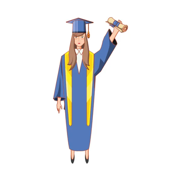 Young woman graduated with diploma — Stock Vector