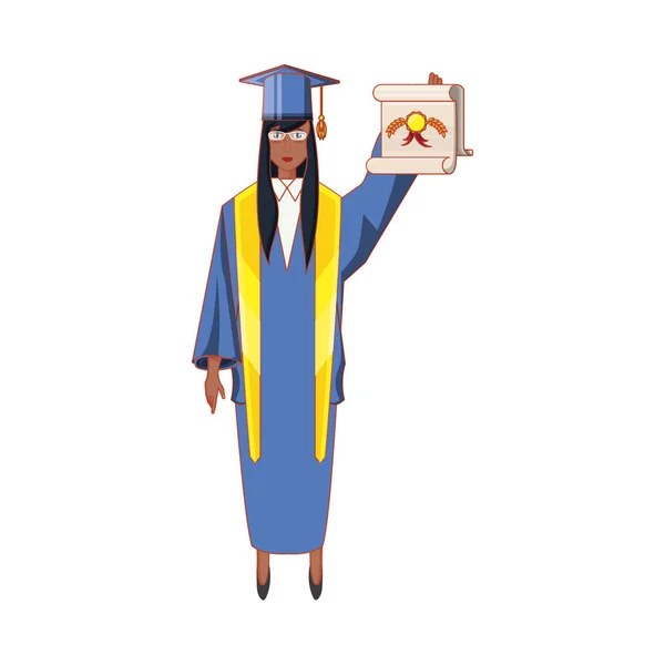 Giovane laureata con diploma — Vettoriale Stock