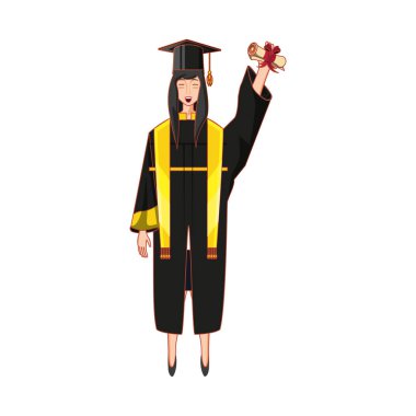 Genç kadın diploma ile mezun