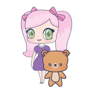 Bebek gülümseyen anime kız sevimli ayı