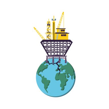 Dünya gezegeni ile deniz yağı platformu