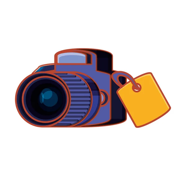 Fotokamera mit Etikettensymbol — Stockvektor