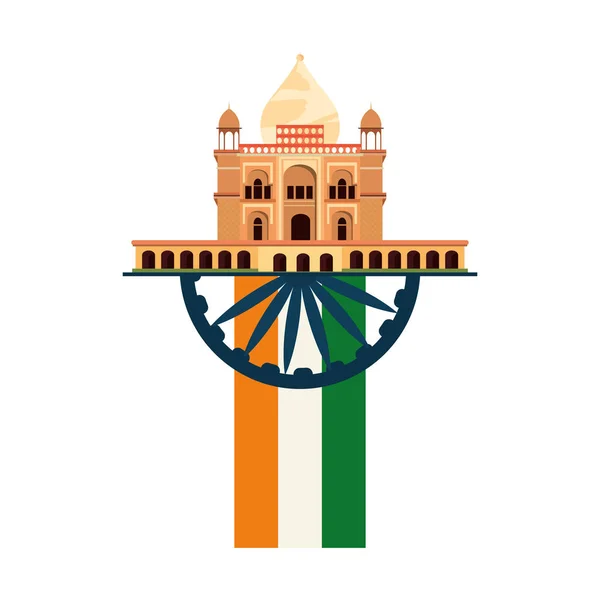 泰姬陵寺庙德里旗印度 — 图库矢量图片