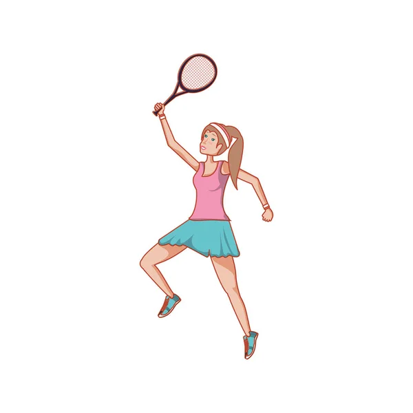 Femme tennis jouer avec raquette — Image vectorielle