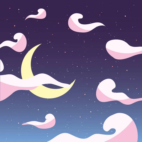 Himmel moln måne natt design — Stock vektor