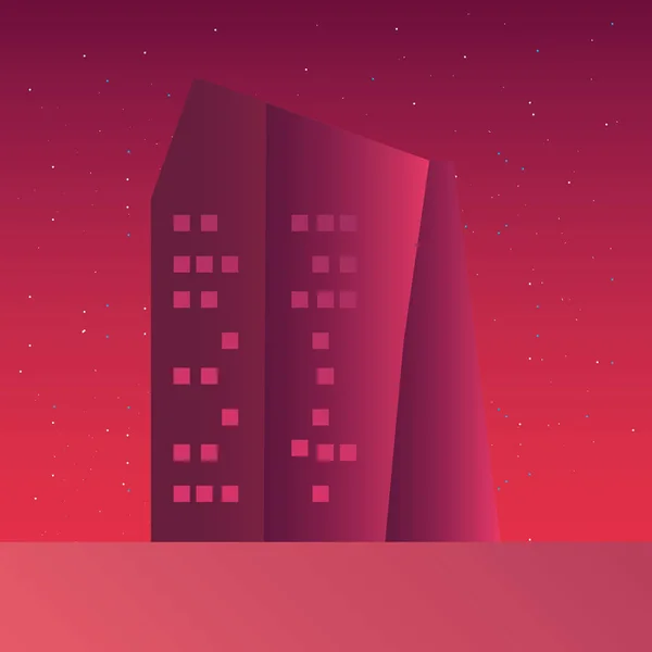 Futurista edificio noche estrellas escena — Vector de stock