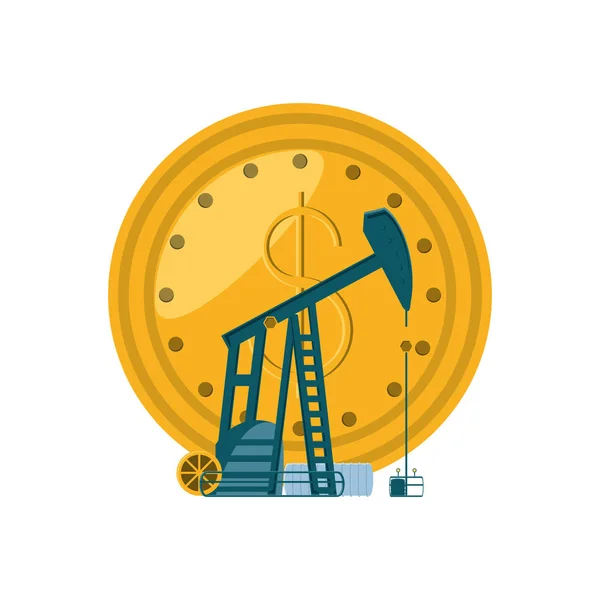 Oil excavation drill industry with coin — Stock Vector