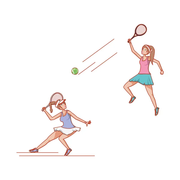 女性テニスプレイアバターキャラクター — ストックベクタ