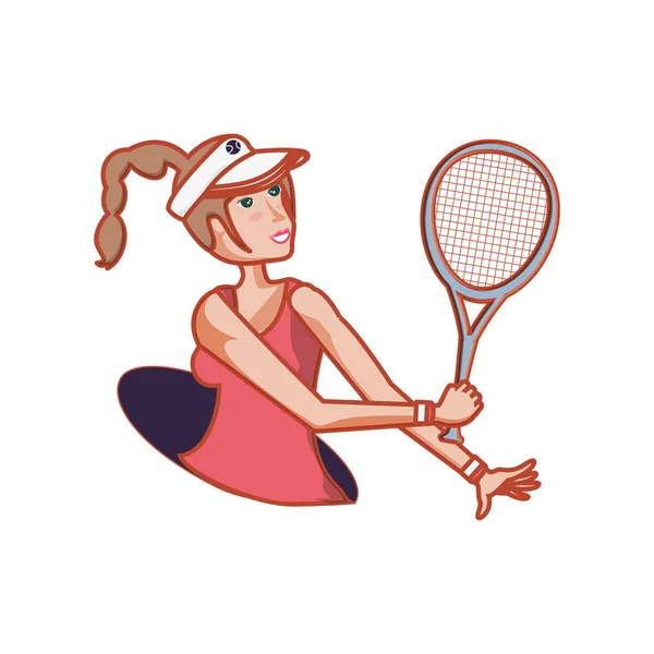 Femme tennis jouer avec raquette — Image vectorielle