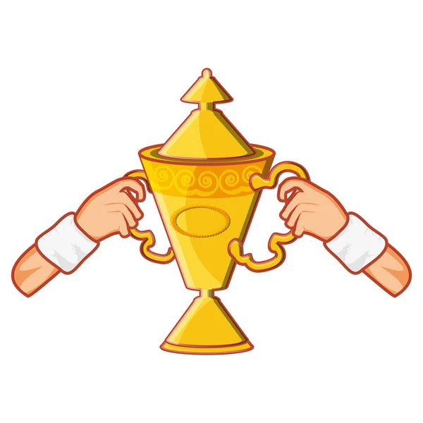 Hands with trophy award cup — Stock Vector