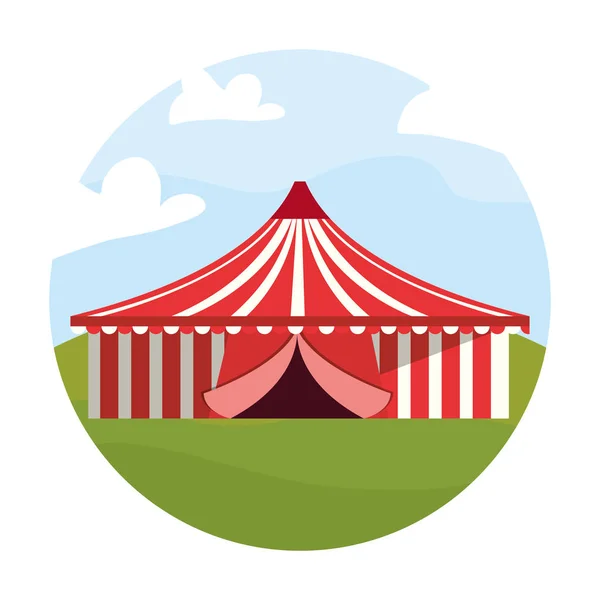 Cirque grande tente dans le champ festival de carnaval — Image vectorielle
