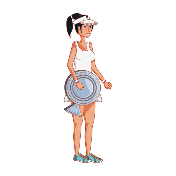 Žena tenis hrající trofej — Stockový vektor
