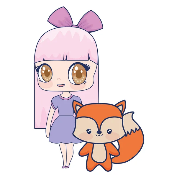 Niedlich lächelnd Anime Mädchen Fuchs Baby — Stockvektor