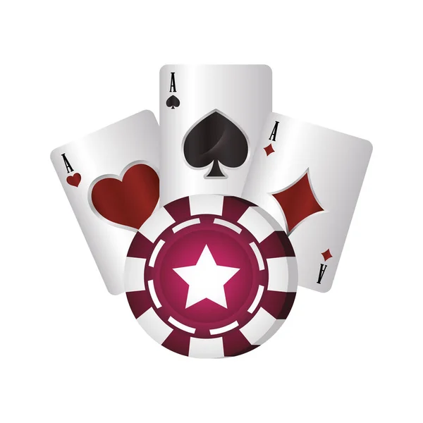 Casino poker ace card diamond heart spade chip — Stock Vector