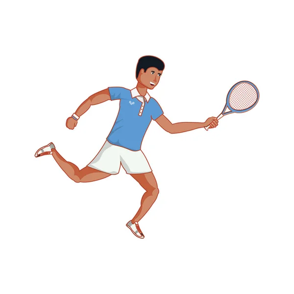 Homme tennis jouer avec raquette — Image vectorielle