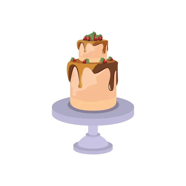 Carrinho de bolo de aniversário no fundo branco — Vetor de Stock