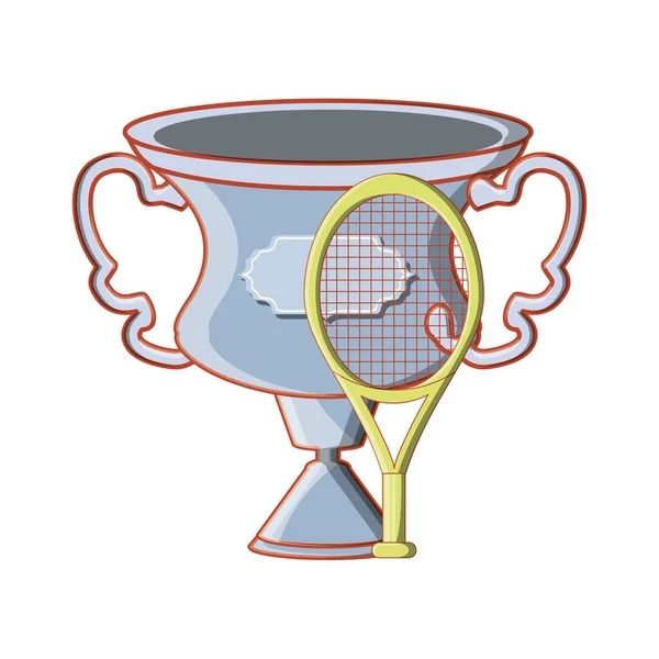 Copa de trofeo con raqueta tenis — Vector de stock