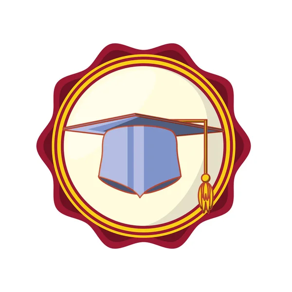 Sello sello con la graduación sombrero — Vector de stock