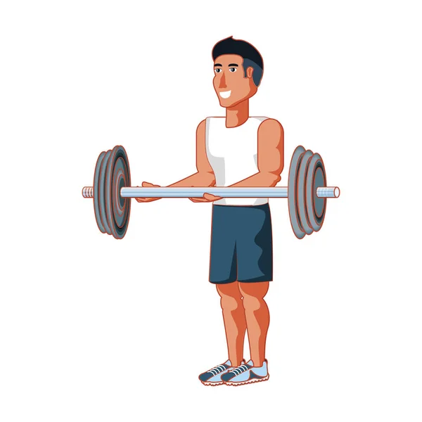 young athletic man with dumbbell sport