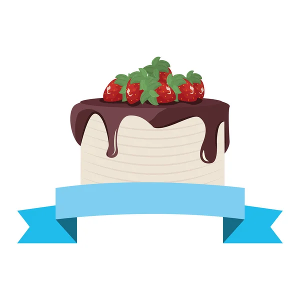 Gâteau sucré célébration anniversaire ruban — Image vectorielle