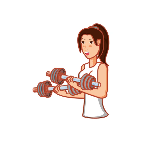 Young athletic woman with dumbbells sport — Stock Vector