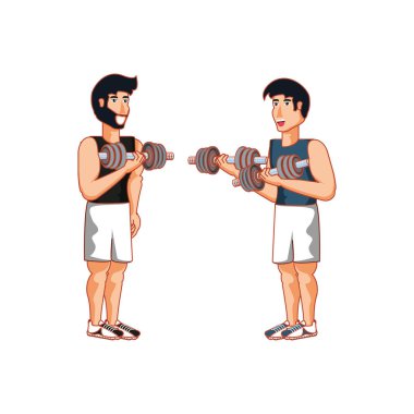 Dambıl spor ile genç atletik erkekler