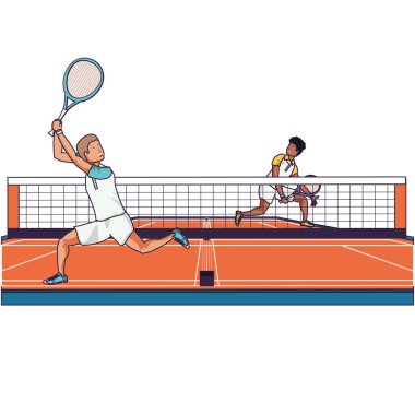 spor kortunda tenis oynayan erkekler