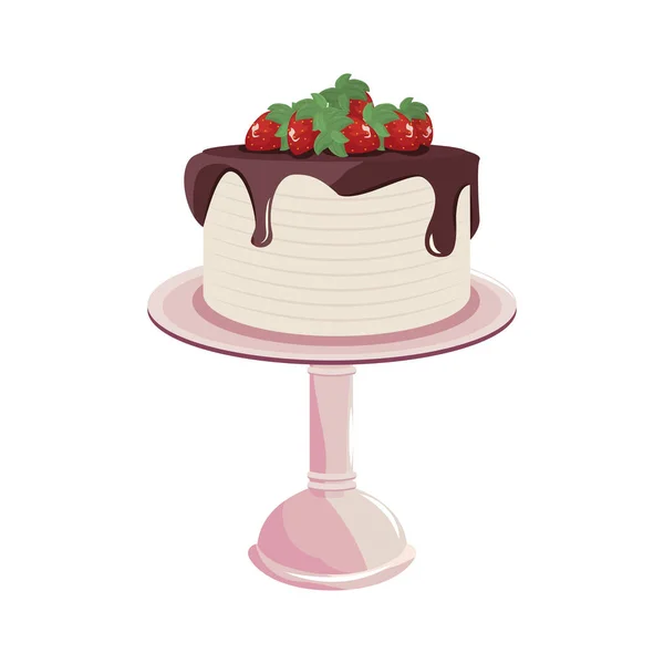 생일 케이크는 흰색 바탕에 서 서 — 스톡 벡터