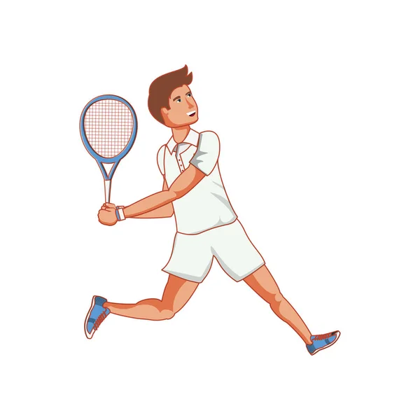 Homme tennis jouer avec raquette — Image vectorielle