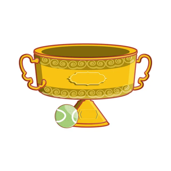 Copa de trofeo con pelota de tenis icono aislado — Vector de stock