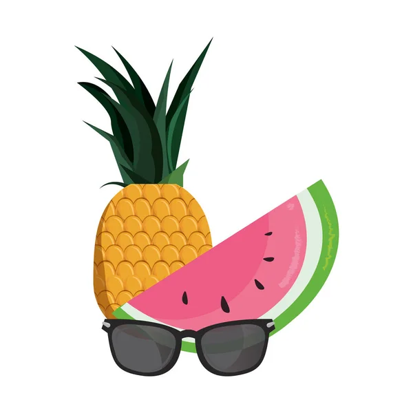 Lunettes de soleil pastèque ananas tropicale — Image vectorielle