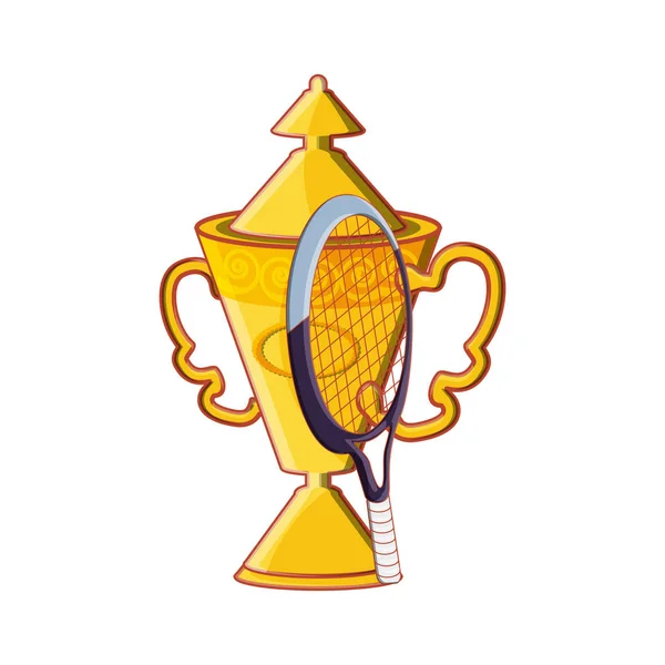 Trophy Cup met racket tennis — Stockvector