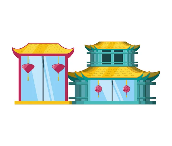 Architecture traditionnelle de la Chine icône isolée — Image vectorielle