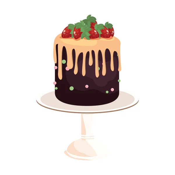 Pie de pastel de cumpleaños sobre fondo blanco — Vector de stock