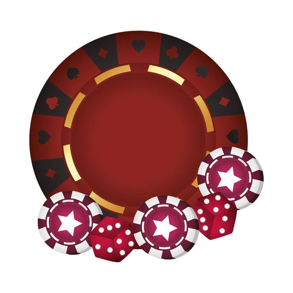 Casino poker roulette chip dices game — Stock Vector