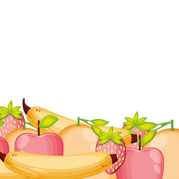 Manzanas frescas con frutas aisladas icono — Vector de stock