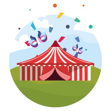 sirk çadır maskeleri konfeti alan karnaval