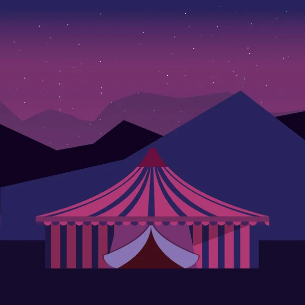 Фестиваль цирковых палаток в ночное время — стоковый вектор