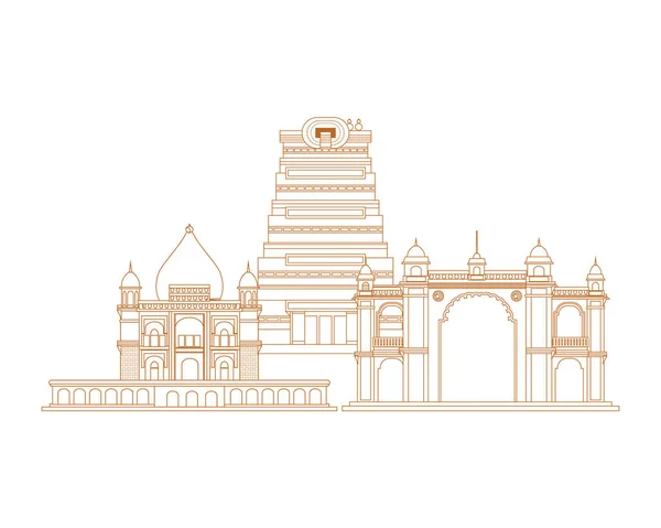 Accueil Inde monuments point de repère traditionnel — Image vectorielle