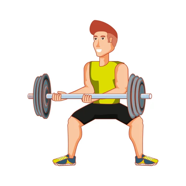 Joven atlético hombre con dumbbell deporte — Vector de stock