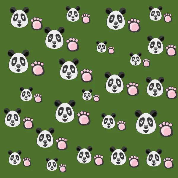 Bear Panda met pawprint patroon — Stockvector