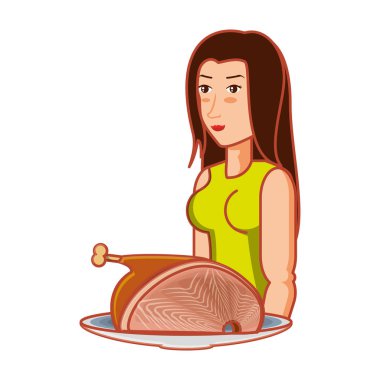 lezzetli jambon ile atletik kadın