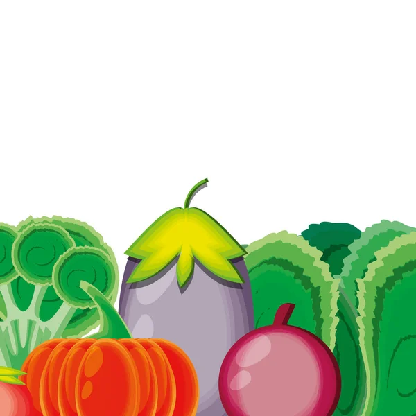 新鲜茄子与蔬菜隔离图标 — 图库矢量图片
