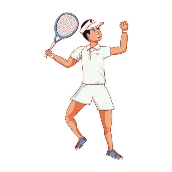Férfi tenisz játék ütő és sapka sport — Stock Vector