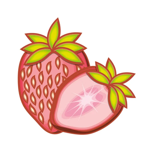 Verse aardbeien fruit geïsoleerde pictogram — Stockvector