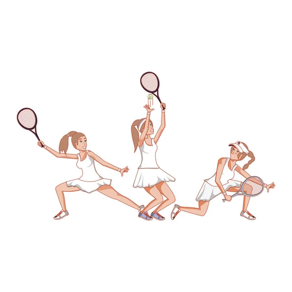 Mulheres tênis jogando avatar personagem — Vetor de Stock