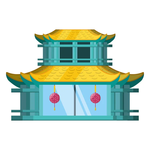 Arquitetura tradicional da china ícone isolado — Vetor de Stock