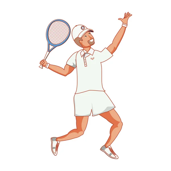 Férfi tenisz játék ütő és sapka sport — Stock Vector